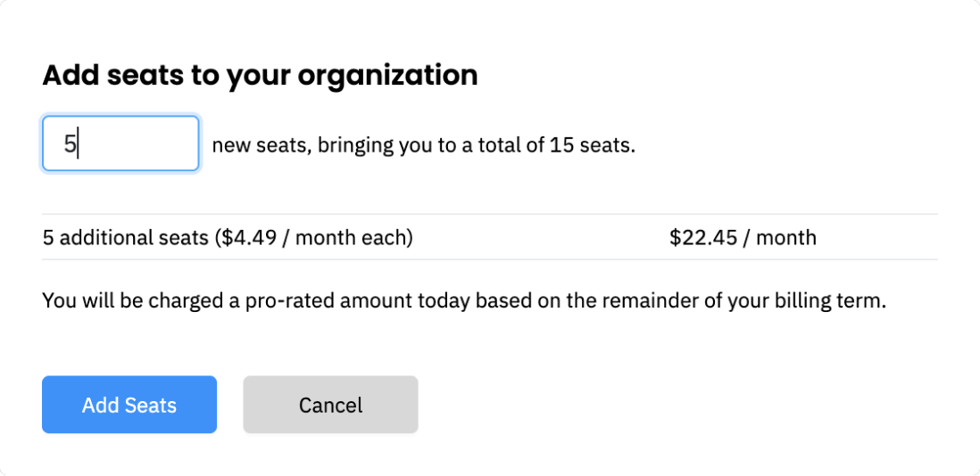 Add seats to organization