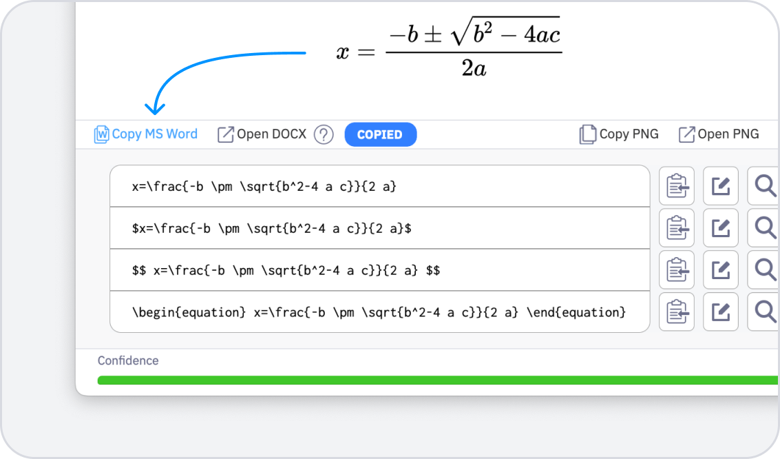 An image showing equation to Word conversion
