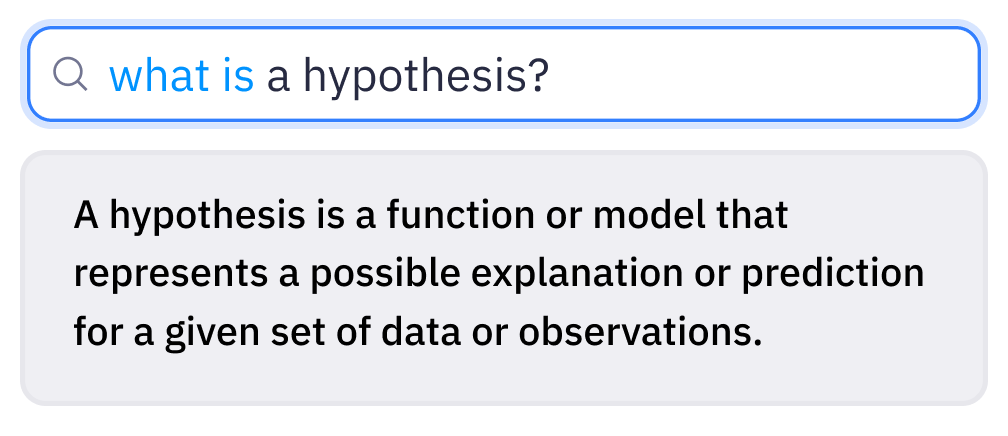 Search AI defines a hypothesis