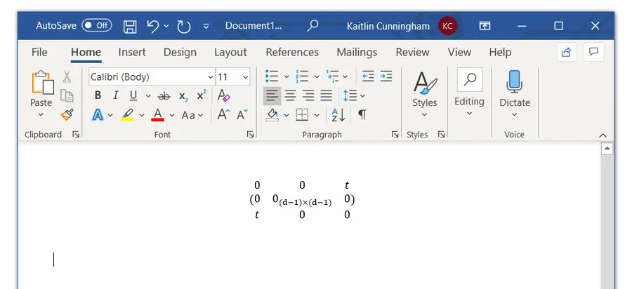 Example with incorrect formatting