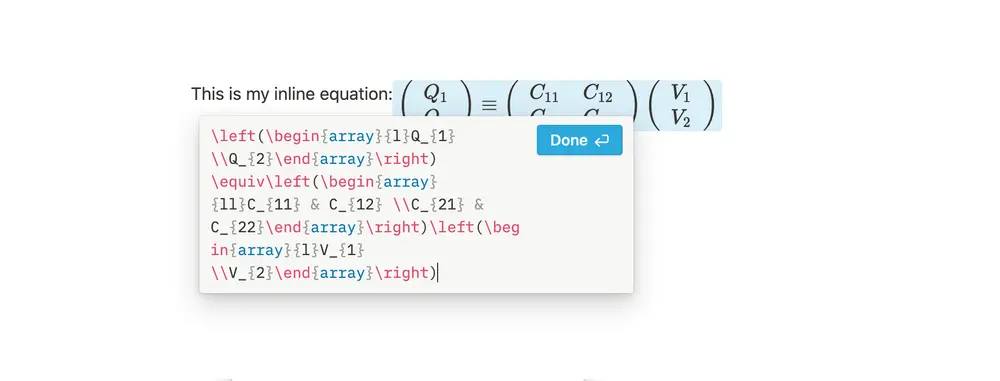 Paste the LaTeX then click "Done"