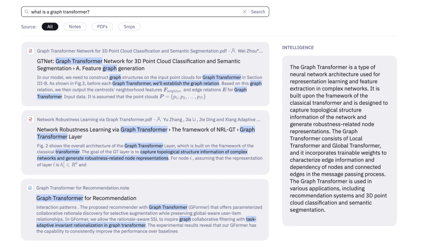 Search AI answering a question about a graph transformer