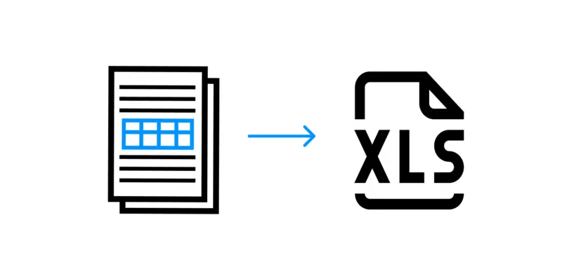A diagram showing table to Excel conversion