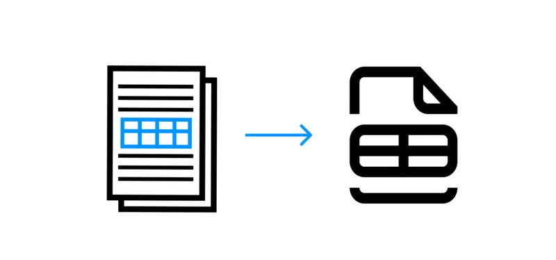 A diagram showing table to Google Sheets conversion