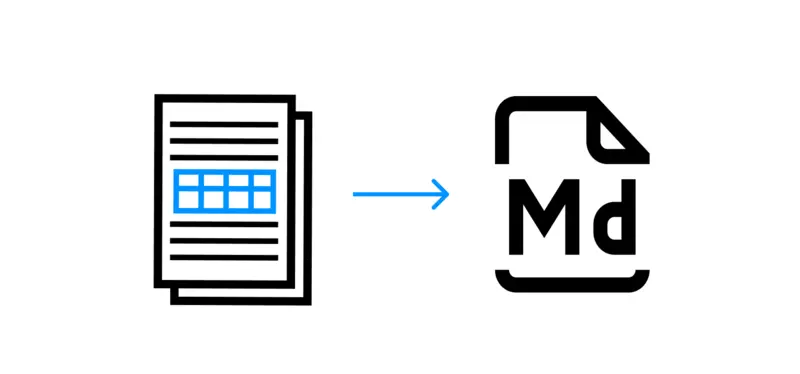 A diagram showing table to Markdown conversion