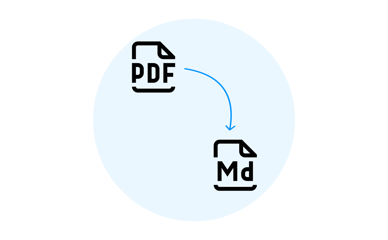 Graphic showing PDF to Markdown conversion